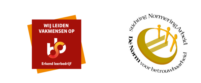 logo erkend leerbedrijf en stichting Normering Arbeid